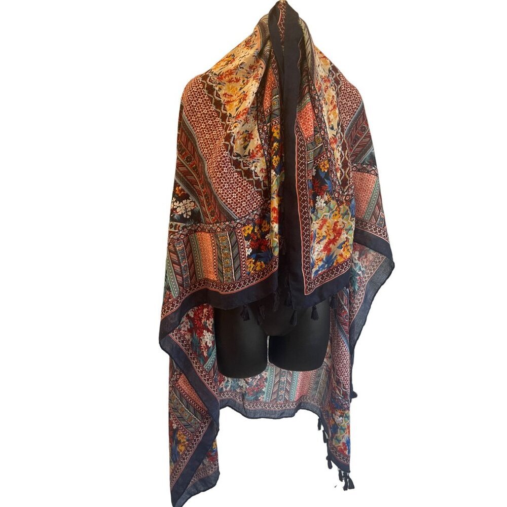 Shawl wrap scarf  46 w  48 L fringing
